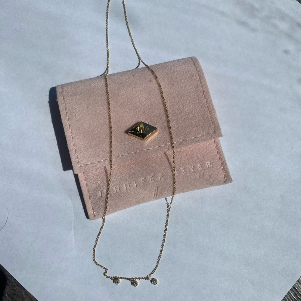 Jennifer Meyer Gold 3 Diamond Necklace - Picture 6 of 6